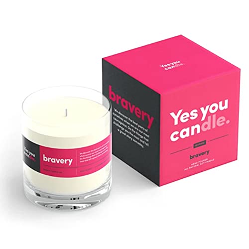 YES YOU CANDLE - Bravery, Inspirational 8oz Highly-Scented Soy Candle, Made in USA, Great Message, Pure Essential Oils, Aromatherapy, 100% Pure, Citrus and Sage