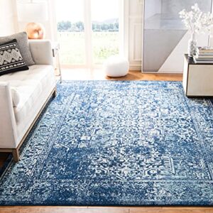 safavieh evoke collection 8′ x 10′ navy/ivory evk256a oriental distressed non-shedding living room bedroom dining home office area rug