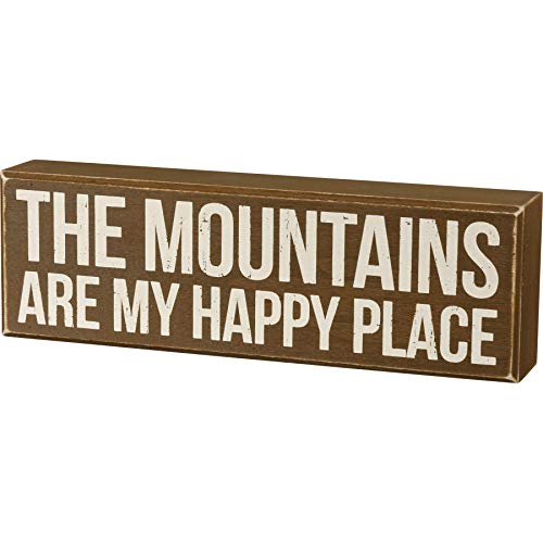 Primitives by Kathy 27377 Rustic Brown Box Sign, 11 x 3.5, The Mountains Are My Happy Place