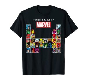 marvel periodic table of heroes & villains retro t-shirt t-shirt