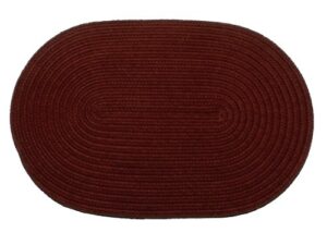 solid polypropylene oval braided rug, 2 by 3-feet, burgundy