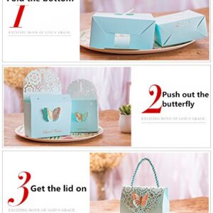 Eyxia Wedding Favor Boxes Flower Laser Cut Party Favors Bags Baby Shower Candy Gift Box Set Butterfly Event Decoration with Ribbons Wholesale 20pcs Pink