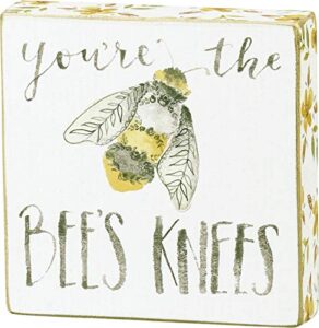 primitives by kathy wood box sign, 4″ length x 4″ height x 1″ width, you’re the bee’s knees