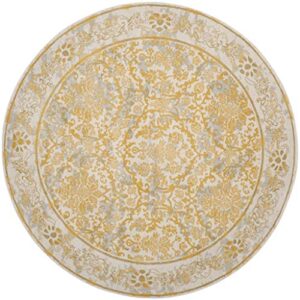 safavieh evoke collection 6’7″ round ivory/gold evk242s non-shedding dining room entryway foyer living room bedroom area rug