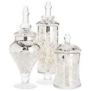 mygift set of 3 silver mercury glass apothecary jars, weddings centerpiece candy buffet
