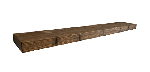 Floating, Wood Shelf, Reclaimed, Rustic, Shelves, 1800's, Antique, Vintage, Patented Easy Hang, 2" Thick x 7" deep x 30", Set of Two, Medium Brown