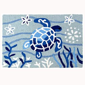 jellybean blue turtle indoor/outdoor machine washable 20″ x 30″ accent rug