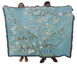 pure country weavers almond blossoms blanket by vincent van gogh – fine art gift tapestry throw woven from cotton – made in the usa (72×54)