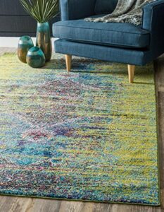 unique loom vita collection saturated over-dyed traditional gradient area rug, 2 ft 2 in x 3 ft, olive/yellow