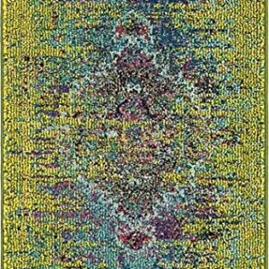 Unique Loom Vita Collection Saturated Over-Dyed Traditional Gradient Area Rug, 2 ft 2 in x 3 ft, Olive/Yellow