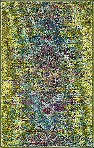 Unique Loom Vita Collection Saturated Over-Dyed Traditional Gradient Area Rug, 2 ft 2 in x 3 ft, Olive/Yellow