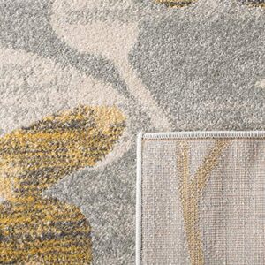 SAFAVIEH Evoke Collection 8' x 10' Grey / Gold EVK236P Floral Non-Shedding Living Room Bedroom Dining Home Office Area Rug