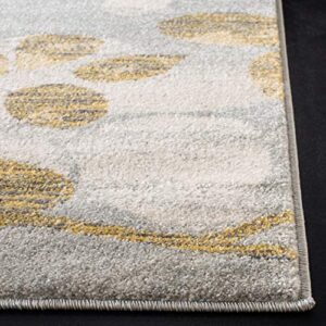 SAFAVIEH Evoke Collection 8' x 10' Grey / Gold EVK236P Floral Non-Shedding Living Room Bedroom Dining Home Office Area Rug