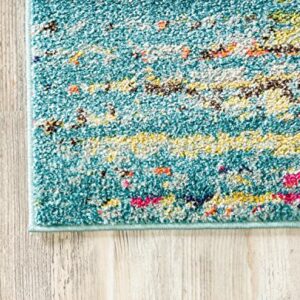 Unique Loom Vita Collection Over-Dyed Southwestern Tribal Vintage Area Rug, Rectangular 5' 0" x 8' 0", Turquoise/Yellow