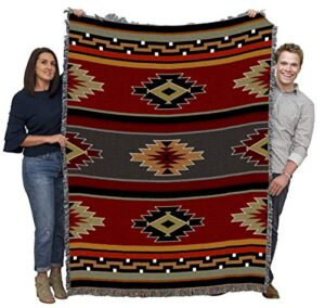 pure country weavers kaibab blanket – southwest native american inspired – gift tapestry throw woven from cotton – made in the usa (72×54)