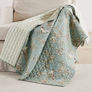 levtex home lyon teal quilted throw ivory, teal