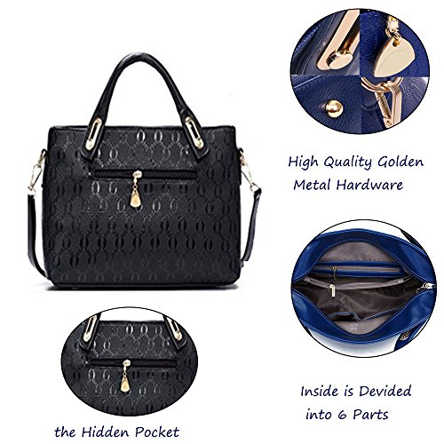 Women Printing 4Pcs Top Handle Satchel Hobo Handbag Set Middle Tote +Purse +Shoulder Bag+Card Holder Yellow