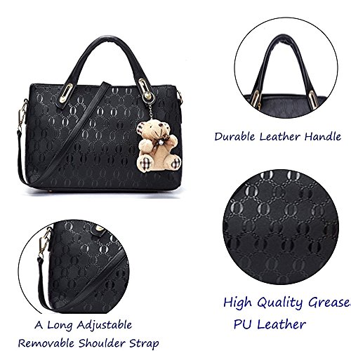 Women Printing 4Pcs Top Handle Satchel Hobo Handbag Set Middle Tote +Purse +Shoulder Bag+Card Holder Yellow