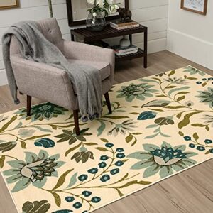 mohawk home floral nylon area rug, 5′ x 8′, clarita blue