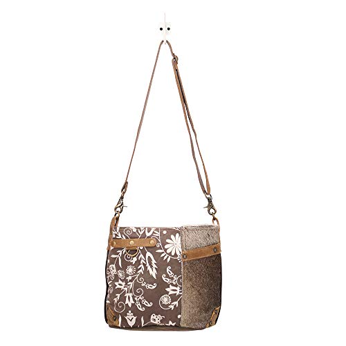 Myra Bag Linaria Upcycled Canvas & Cowhide Shoulder Bag S-1505