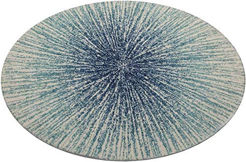 SAFAVIEH Evoke Collection 5'1" Round Royal / Ivory EVK228A Abstract Burst Non-Shedding Dining Room Entryway Foyer Living Room Bedroom Area Rug