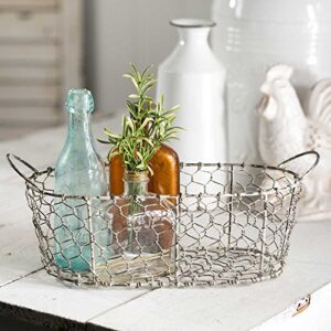 oval chicken wire basket with handles by colonial tin-works