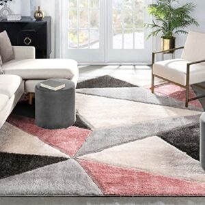 well woven walker pink triangle boxes thick soft plush 3d textured shag area rug 4×6 (3’11” x 5’3″)