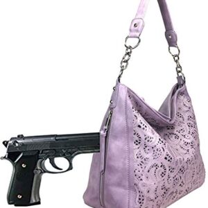 ZzFab Laser Cut Bling Hobo fashion CCW Bag Faux Leather Concealed Carry Purse Lavender