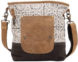 myra bag pivot upcycled canvas & leather shoulder bag s-1445