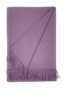alpaca home – 100% baby alpaca wool solid throw blanket, all natural, hypoallergenic & allergen free for home décor or travel 51 x 71 inches (purple haze)