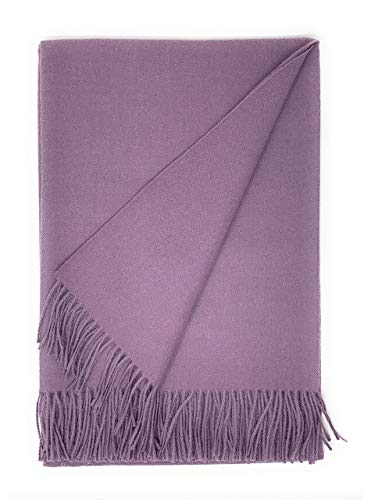 Alpaca Home - 100% Baby Alpaca Wool Solid Throw Blanket, All Natural, Hypoallergenic & Allergen Free for Home Décor or Travel 51 X 71 inches (Purple Haze)