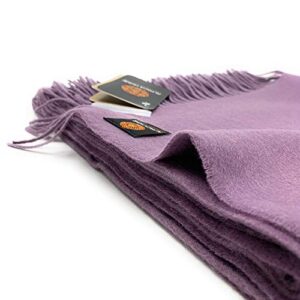Alpaca Home - 100% Baby Alpaca Wool Solid Throw Blanket, All Natural, Hypoallergenic & Allergen Free for Home Décor or Travel 51 X 71 inches (Purple Haze)