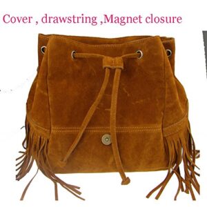 Donalworld Women Tassel Backpack Book Travel Drawstring PU Leather Bag Brown