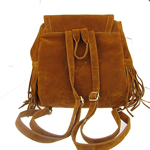 Donalworld Women Tassel Backpack Book Travel Drawstring PU Leather Bag Brown