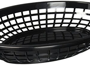 TABLECRAFT (1084BK) - OVAL PLASTIC SERVING BASKET, BLACK (PACK OF 12)