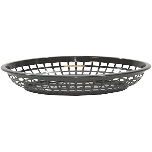 TABLECRAFT (1084BK) - OVAL PLASTIC SERVING BASKET, BLACK (PACK OF 12)