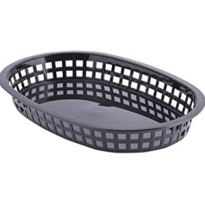 TABLECRAFT (1084BK) - OVAL PLASTIC SERVING BASKET, BLACK (PACK OF 12)