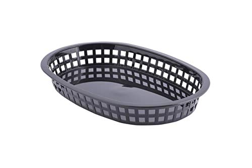 TABLECRAFT (1084BK) - OVAL PLASTIC SERVING BASKET, BLACK (PACK OF 12)