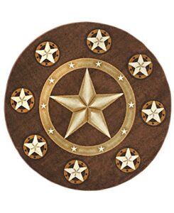 champion rugs texas western star rustic cowboy decor novelty area rug chocolate brown (7 feet x 7 feet round)