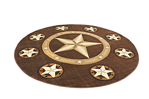 Champion Rugs Texas Western Star Rustic Cowboy Decor Novelty Area Rug Chocolate Brown (7 Feet X 7 Feet Round)