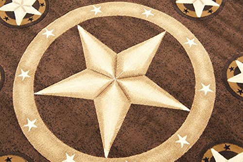 Champion Rugs Texas Western Star Rustic Cowboy Decor Novelty Area Rug Chocolate Brown (7 Feet X 7 Feet Round)