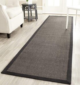 safavieh natural fiber collection 2′ x 6′ charcoal / charcoal nf441d border sisal runner rug