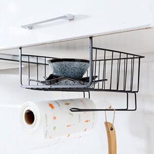 home-organizer tech under cabinets shelf basket rack shelf storage organization basket (black)