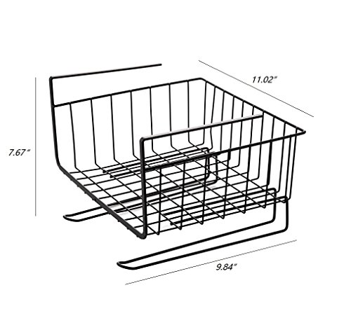 Home-organizer Tech Under Cabinets Shelf Basket Rack Shelf Storage Organization Basket (Black)