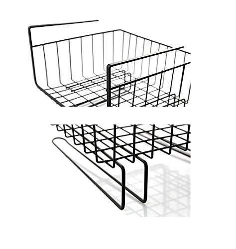 Home-organizer Tech Under Cabinets Shelf Basket Rack Shelf Storage Organization Basket (Black)