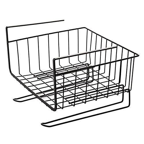 Home-organizer Tech Under Cabinets Shelf Basket Rack Shelf Storage Organization Basket (Black)