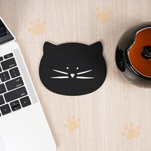 Koolkatkoo Drink Absorbent Cat Mug Coaster Set for Women Girls Felt Material Cute Coffee Cup Coasters for Cat Lovers Set of 4 Black