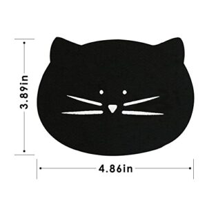 Koolkatkoo Drink Absorbent Cat Mug Coaster Set for Women Girls Felt Material Cute Coffee Cup Coasters for Cat Lovers Set of 4 Black