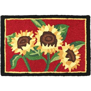 jellybean sunflower bouquet indoor/outdoor machine washable 20″ x 30″ accent rug