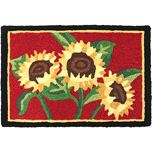 Jellybean Sunflower Bouquet Indoor/Outdoor Machine Washable 20" x 30" Accent Rug